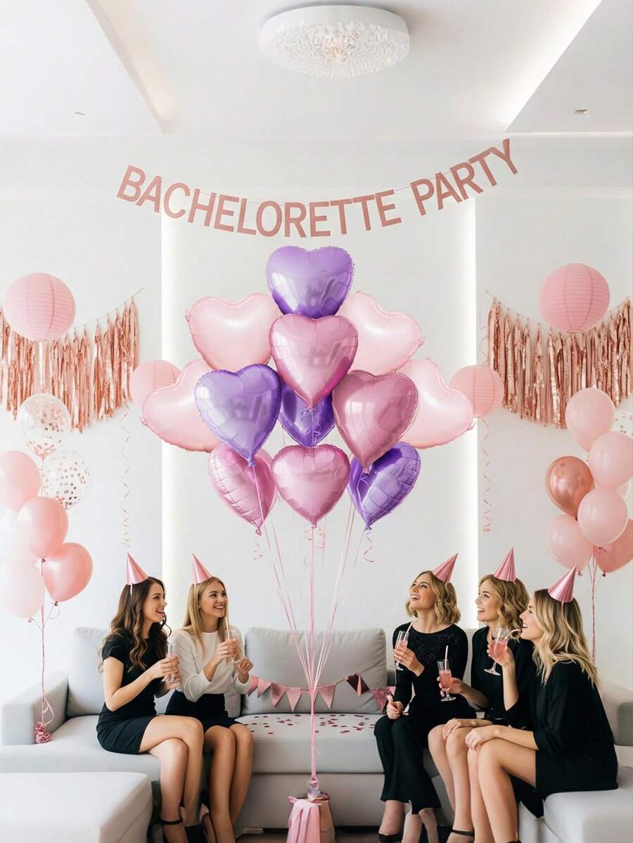 Pink Heart Balloons, 18 Inch Pink Heart Balloons, Large Pearl Pink Heart Shape Mylar Balloons, Pastel Pink Helium Foil Balloons For Boho Girl Birthday Wedding,Baby Shower,Mother's Day - Multicolor - View 1