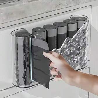 1pc Household Trash Bag Storage Box, Wall-Mounted Dispenser, Pull-Out Kitchen Garbage Bag Organizer