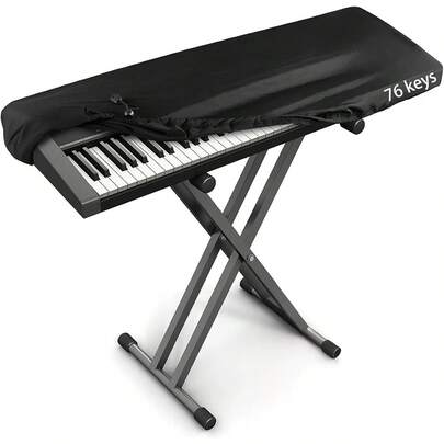 ALQD 76 Keyboard Dust Cover - Stretchable Protector Digital Piano & Electronic Keyboards (Black) - Universal Fit With Storage Bag