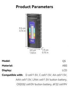 1pc Battery Tester, LCD Voltage Display, Tests C, AA, AAA, D, N, 9V 6F22 And 1.55V Batteries, Digital Remaining Capacity Display