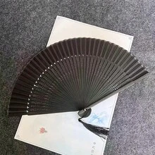 1pc Elegant Black Folding Fan, Vintage Bamboo Design With White Dots - Lightweight And Portable, Suitable For Dance, Performance, Wedding Decor, Party Accessories Or Gifts,Cute Stuff - Multicolor - View 4