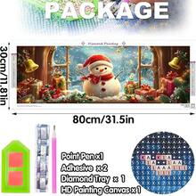 Large Diamond Art Kits For Adults Snowman, Full Drill 5D DIY Rhinestone Embroidery Set Paint With Diamonds Art Christmas By NFUmberss Kits Cross Stitch Home Wall Craft Decoration 31.5x11.81 Inch - 大雪人 - 查看 3