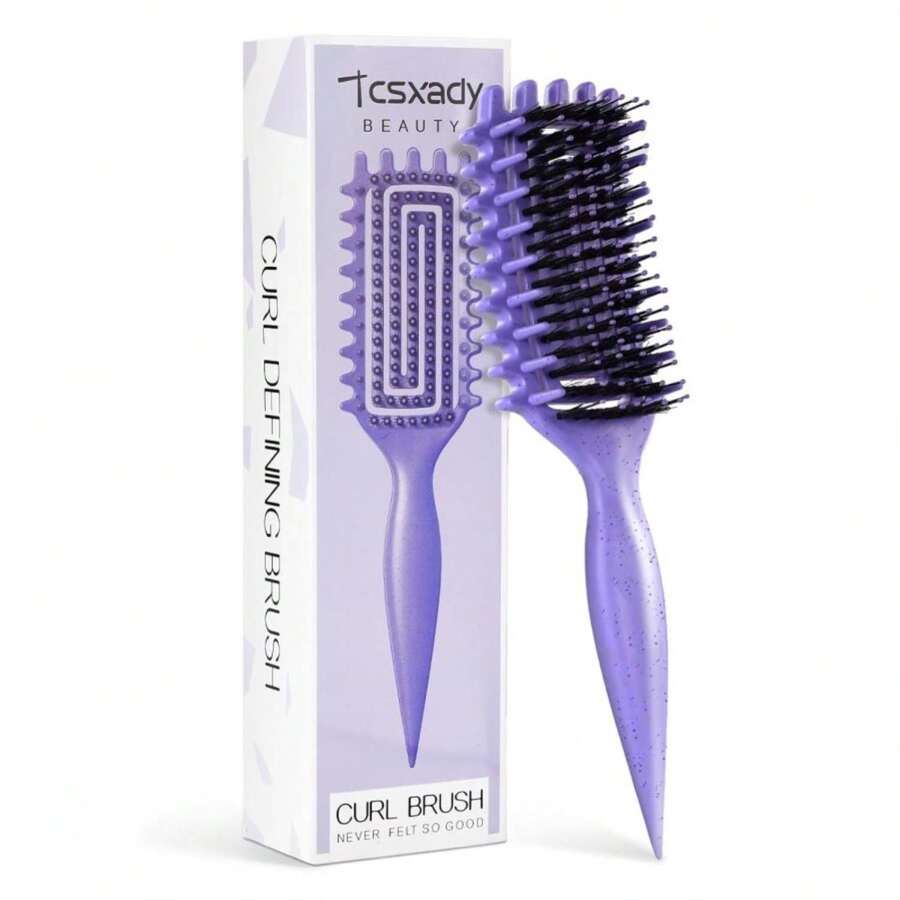 Curly Hair Brush,Curl Defining Brush For Effortlessly Defined Curls &Amp; Waves,Vented Hair Brush For Wet &Amp; Dry Hair,Women And Men,Reduces Frizz (Purple) - ColorG - 查看 1