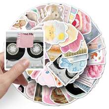 Bộ 50 miếng dán hoạt hình dễ thương, phong cách retro, họa tiết màu nước, chống thấm nước, thích hợp dán lên bình nước, ván trượt, hành lý, laptop, xe hơi và các vật dụng trang trí tiệc theo chủ đề. - J - Xem 7