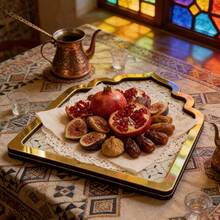 1pcacrylic Wood Tray, Decorated With A Moroccan Mandala Pattern, Perfect For Serving Fruit Or Other Food. Ideal For Eid Al-Fitr And Ramadan Gatherings, And For Decorating The Living Room Or Dining Table To Create A Festive Muslim Atmosphere. - Multicolor - View 10