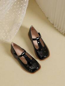 1 Pair Versatile Square Toe Flat Casual Shoes For Girls, Spring/Summer - Black - View 3