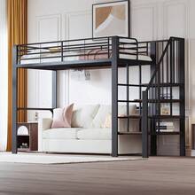 Barnsängramar, sänggavlar och fotgavlar - Svart + Metall och Trä + 90 cm * 200 cm - Visa 2