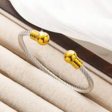 1 chiếc vòng tay nữ bằng thép không gỉ mạ vàng 18K, phối màu vàng và bạc - Thiết kế xoắn ốc có thể xếp chồng lên nhau, phù hợp cho cả ngày thường và những dịp đặc biệt, là lựa chọn quà tặng hoàn hảo cho nam, nữ và gia đình/bạn bè. - vòng tay dây thừng - Xem 25