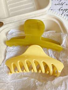 2 piezas/1 pieza Pinzas para el cabello de tono amarillo para mujeres, pinzas para el cabello de moda, pasador para el cabello, elegante accesorio minimalista de unicolor para el cabello, adecuado para uso diario, casual, fiesta, playa, vacaciones, peinado, lavado, maquillaje, accesorios de vestir, moda de otoño/invierno/primavera/verano - Multicolor - Ver 1