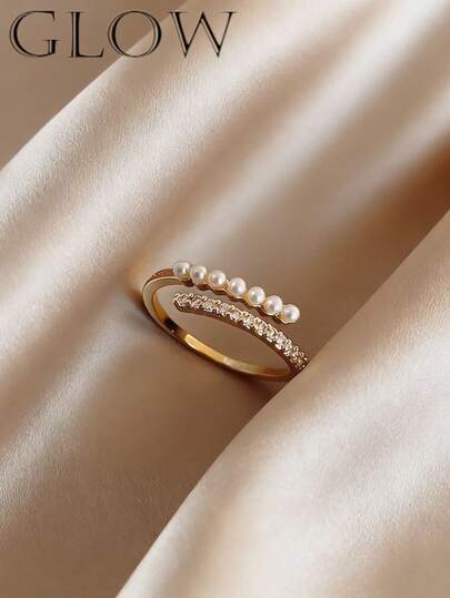 1 Stück minimalistischer geometrischer offener Linienkreuzungsring, geeignet für Teenager-Mädchen, Alltags- und Feiertagstragen