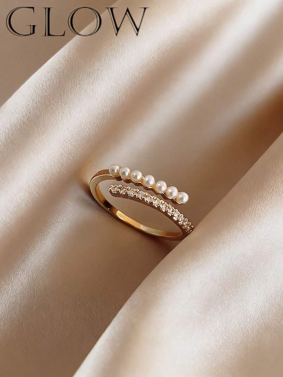 1pc Minimalist Geometric Open Line Crossing Ring, Suitable For Teenage Girls, Everyday & Holiday Wear - Geometry - View 1