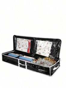 Caja de pañuelos de gran capacidad para debajo de la cama - Puede contener 24 rollos de papel higiénico, material de plástico duradero con bolsillo forrado, adecuado para almacenar regalos de Navidad, decoraciones y suministros navideños | Caja de almacenamiento negra con estilo | Material de plástico duradero para el almacenamiento de papel higiénico y el empaquetado de regalos - Multicolor - Ver 10