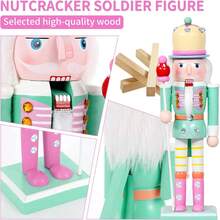 MerryXmas 圣诞快乐 - （1个 - 12英寸 - 薄荷绿）节日装饰胡桃夹子摆件，木制胡桃夹子人偶，节日收藏品胡桃夹子，简约家居装饰，适用于餐桌、壁炉、书桌，节日礼物，胡桃夹子一家