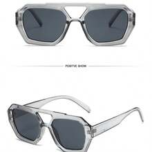 A Pair Of Bohemian-Style Glasses, Women's Design, Suitable For Both Men And Women, Perfect For Vacation, Travel, And Photo Shoots. Made Of Bohemian PC Material, Non-Prescription Women's Glasses, Suitable For All Seasons.  Boho    PC    None - 灰色 - 查看 4