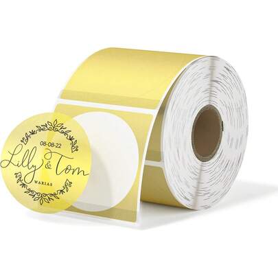 2 Inch Round Holographic Thermal Label Stickers, Glitter Gold Circle Thermal Printer Sticker Labels, Self-Adhesive Direct Labels For Gift Wrapping