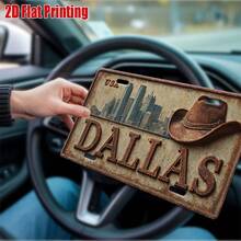2D Flat - 1 Retro Metal Dallas City Skyline Sign |   2D Flat Print, Aluminum Outdoor Wall Art, 12" * 6", Perfect For Living Room, Office, Bar Decoration, Gift For Urban Explorers And USA Enthusiasts CP - A - View 8