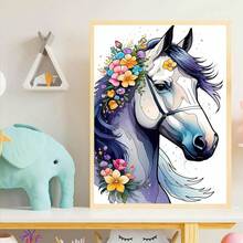 Dlylust Horse Diamond Art Painting Kits For Adults - Full Drill Diamond Dots Paintings For Beginners, Round 5D Paint With Diamonds Pictures Gem Art Painting Kits DIY Crafts Kits 12x16inch - Horse - 查看 3