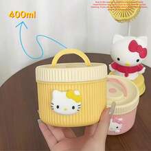 Sanrio 1个三丽鸥Hello Kitty不锈钢/塑料可爱卡通便当盒（隐藏式提手），2个便携式保温午餐袋（DIY），可重复使用的密封设计，带保温孔，经济实惠的便携式水果蔬菜午餐盒 - 圆形卡通午餐盒 - 便携式，手动操作，手洗，适合学生、学校、办公室、健身房、户外、露营。学生午餐盒 | 简约设计 | 保温食品容器 - 彩色 - 查看 15