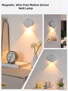 1 pieza Luz nocturna inteligente LED recargable con sensor de movimiento, lámpara de pared magnética inalámbrica para interiores, luz de puerta - Blanco - Ver 4