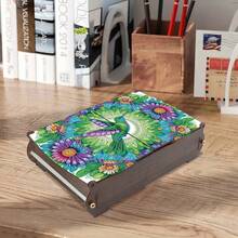 1pc/6pcs DIY Diamond Painting Kit - Daisy, Lotus, Butterfly, Hummingbird, Lily Of The Valley, Mandala, Eagle Pattern Wooden Storage Box, Multi-Functional Dustproof Double-Lid Box For Jewelry And Crafts Organization, Home Decor, Perfect Gift For Living Room, Valentines Day, Mother's Day, Easter, Birthday - Multicolor - View 6