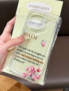 1个极简主义宗教标语、蝴蝶郁金香图案防滑透明气垫软手机壳，兼容 11/12/13/14/15/16/17 Pro Max - 彩色 - 查看 2