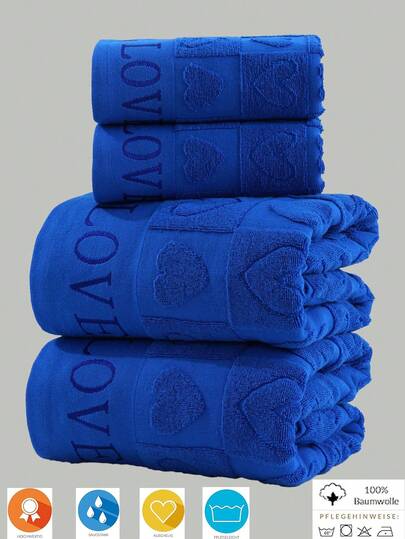 QIBHI 3/2/1pc Jacquard Heart Pattern Lightweight Bath Towel/Bath Towel, Thin & Absorbent, Convenient For Travel, Couple Gift, Home Decor, Wedding, Party Shower Towels For Beauty Salon, Hotel Sports,Home Essentials, Towel, Skin Care Bath Towel Sheet