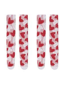 1/2 Pair Women's Thin Heart Pattern Over-The-Knee Stockings, 360 Printed, Lightweight & Breathable, Leg-Shaping, Sweet & Cool Style, Essential For Party Outfits, Adheres To Legs Without Falling, Girlish Vibe - Multicolor - View 7