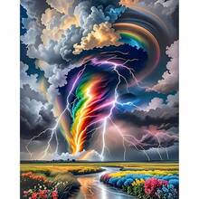 EMIEAUFG Tornado Diamond Art Kits For Adults, Colorful Tornado Lighting Sky Diamond Painting Kit For  And Beginners, 5D Round Full Drill Craft, Home Wall Decor 12\ X 16\ - SR80 - 查看 1