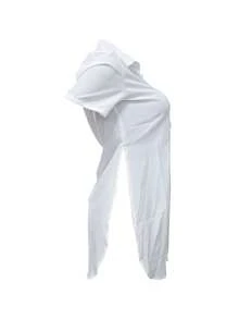 女士时尚夏季新款纽扣短袖衬衫 - 白色 - 查看 3