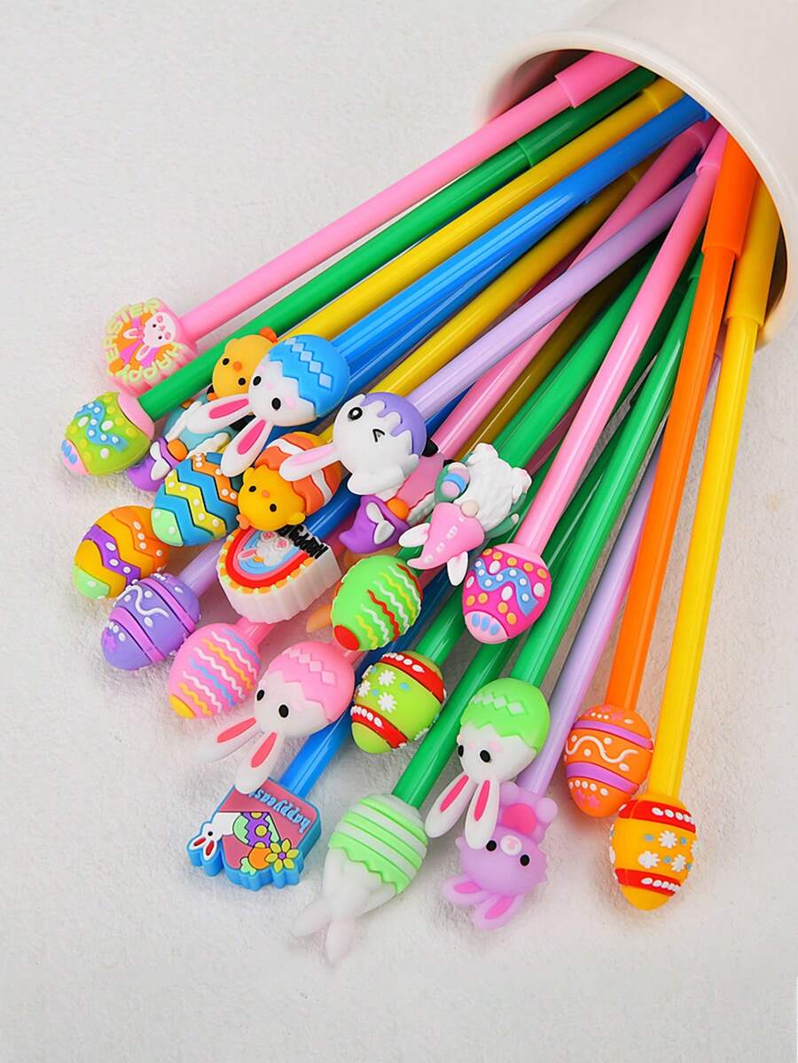 8/16支装兔子蛋形圆珠笔，独特设计，适合作为礼物送给朋友、同事、家人、办公室、学校、家庭、婚礼、新娘送礼会和派对。 - 彩色 - 查看 1