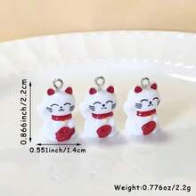【可爱招财猫吊坠】10个可爱3D招财猫树脂吊坠 | 招财猫动物耳环项链钥匙扣DIY手工套装 - 招財貓 - 查看 7