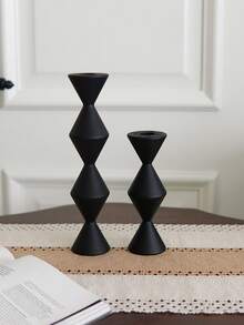 CMYD Studio 1 件黑色木制烛台，斯堪的纳维亚风格，极简主义侘寂香烛台，法式黑色家居装饰品，无尽柱木制烛台，适用于家居装饰、客厅、卧室、餐厅、礼物 - 彩色 - 查看 15