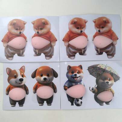 Trending Squishy Corgi Stress Relief Toy, Belly Sticker, Car Collision Protector