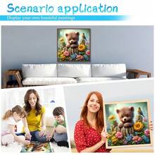 MRMIOOM 5D Diamond Painting Kits For Adults, Cute Bear Full Drill Diamond Art Kits For Beginners, DIY Round Diamonds Pictures Gem Art And Crafts Home Decor 13.78x13.78 Inch - D010-美國 - 查看 4