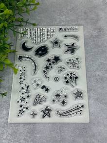 1 Transparent Clear Stamp Retro Rubber Transparent Card Meteor Making Stamp DIY Scrapbook Photo Magazine Album Decoration Stamp - Black - View 1