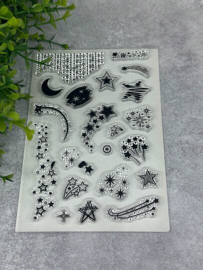 1 transparent klar stämpel retro gummi transparent kort meteortillverkningsstämpel gör-det-själv scrapbooking fototidningsalbum dekorationsstämpel