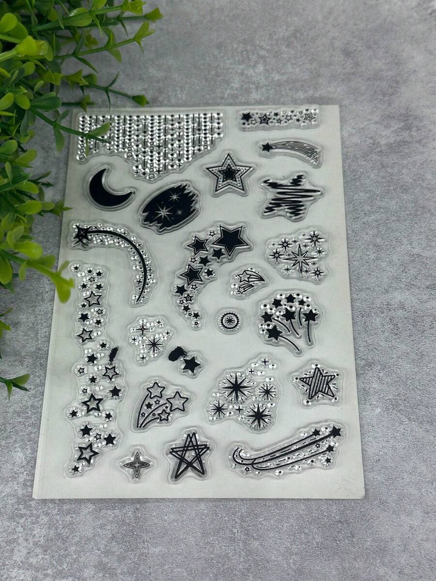 1 Transparent Clear Stamp Retro Rubber Transparent Card Meteor Making Stamp DIY Scrapbook Photo Magazine Album Decoration Stamp - Black - View 1
