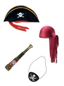 Halloween Hat Combination: Sailor Hat, Pirate Hat, Telescope, Eye Patch, Skull Hat, Pirate Cosplay, Party, Gathering, Holiday Costume - Multicolor 1 - View 8