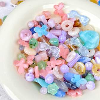 Materiales de joyería hechos a mano de acrílico DIY - Serie verde teñida de gelatina, que incluye pulseras, collares, aretes, accesorios para el cabello