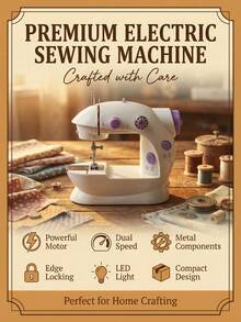 Máquina de coser eléctrica de nivel de entrada, máquina de coser eléctrica mini ligera y multifuncional, máquina de coser doméstica práctica y multifuncional, máquina de coser eléctrica sobrehiladora de mesa resistente, (puede coser manualmente patchwork), con luz LED nocturna; enhebrador automático - Lila Púrpura - Ver 2