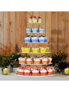 1个四层亚克力纸杯蛋糕架，优质纸杯蛋糕展示塔，透明纸杯蛋糕架，可容纳52个纸杯蛋糕，适用于糕点、婚礼、生日派对展示 - 無色 - 查看 7