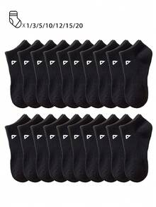 20/15/12/10/5/3/1 双装舒适透气男士短袜，三角形装饰踝袜，隐形袜，双线防滑设计，白色/黑色，低帮袜，吸湿排汗，柔软透气，适合商务、休闲、居家、运动、学院风等场合，四季皆宜，颜色随机发货 - 彩色 - 查看 33