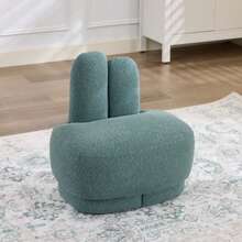 Cozy Bunny-Ear Fabric Ottoman, Fixed Padded Stool With Cute Ears, No Storage Space, Not Removable - Mint Green - View 5