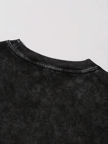 (220g Sleeveless Pure Cotton Washed Vest)Hello, Long Horn Bull Bone Pattern Printed Spring And Summer Heavy-Duty Pure Cotton Washed Vest, Suitable For Daily Street Style Wear - màu đen - Xem 4