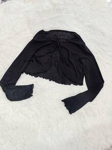 1件女士不对称纽扣针织开衫，长袖轻薄披肩，黑色、白色、灰色、粉色可选，适合搭配吊带连衣裙、沙滩装。 - 彩色 - 查看 18