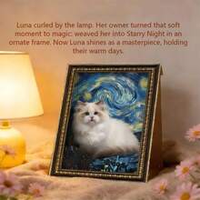 1件套创意3D立体猫抓板床，高品质星空蒙娜丽莎艺术框猫抓柱，封闭式猫抓垫和猫床组合 - 均碼 - 查看 5