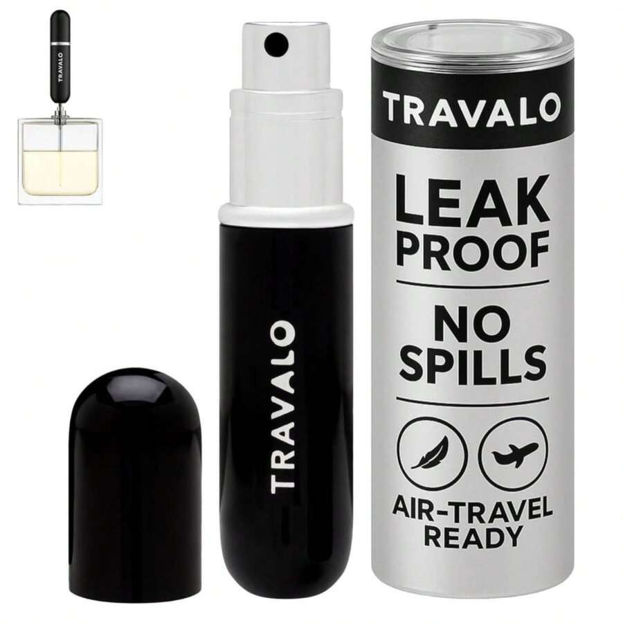 Travalo Classic HD Perfume Atomizer - Leak-Proof And TSA Approved For Air Travel - Reusable, Airtight, Easy-Fill Mini Pump Sprayer - Lightweight, Elegant Design W_Volume Window - Black 017oz - ColorA - 查看 1