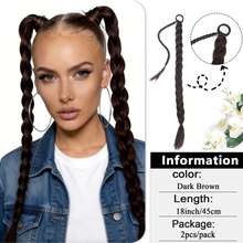 18英寸/26英寸/30英寸长直马尾假发，编织合成发，配柔软发圈，适合日常使用