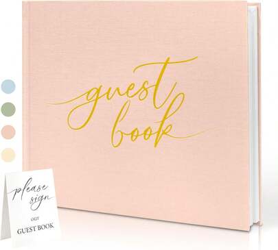 Peach Hardcover Guest Book With Sign Perfect For Weddings Parties Events