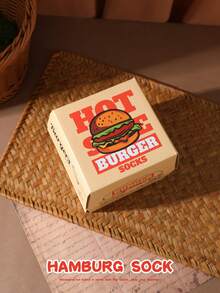 2 paia di calzini a mezza gamba multicolore, design unisex per coppie, calzini morbidi a tema hamburger, design creativo ispirato al cibo, comodi e versatili, adatti per compleanni, San Valentino, Pasqua, Ramadan, appuntamenti, riunioni di famiglia